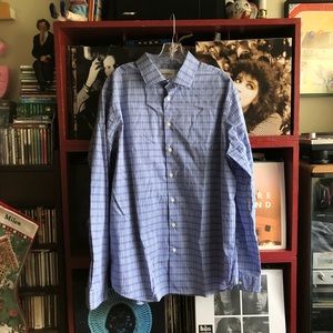 Blue checkered long sleeve button down